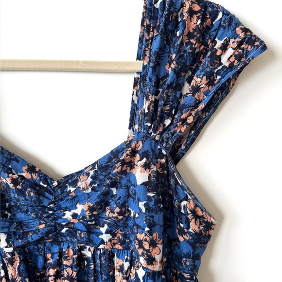 Free People Pattern Play linen blend mini dress in a blue floral print - Picture 6 of 10